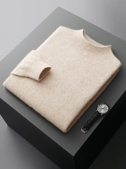 New Men's Fashion Casual Wool Sweater Warm Autumn And Winter Semi-High Neck Knitted Bottoming Shirt