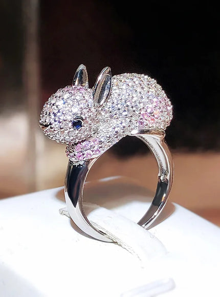 KissIcon 2024 Zircon Rabbit Ring - Silver Plated Giftable