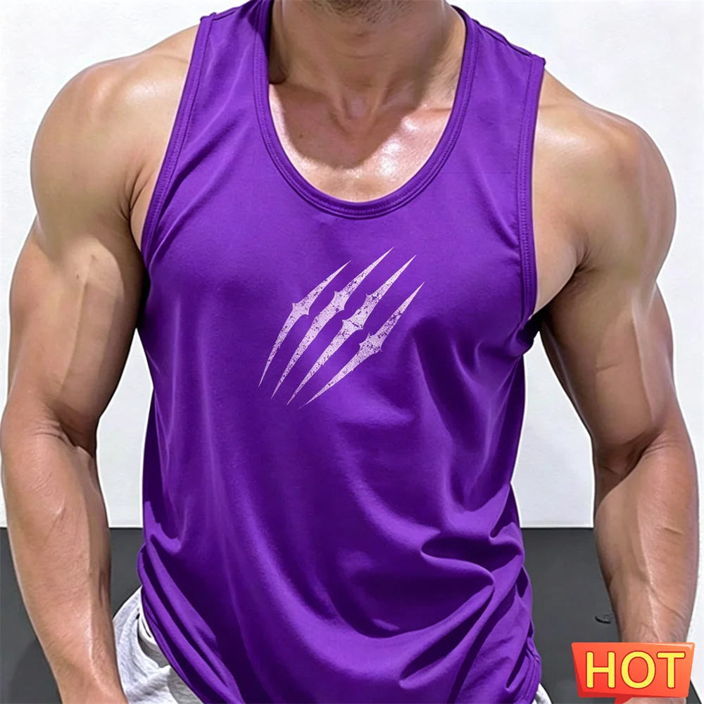 Summer scratch fitness vests men round neck sleeveless T-shirt Hard guy gym tank top men quick-dry men's t-shirts and tank tops