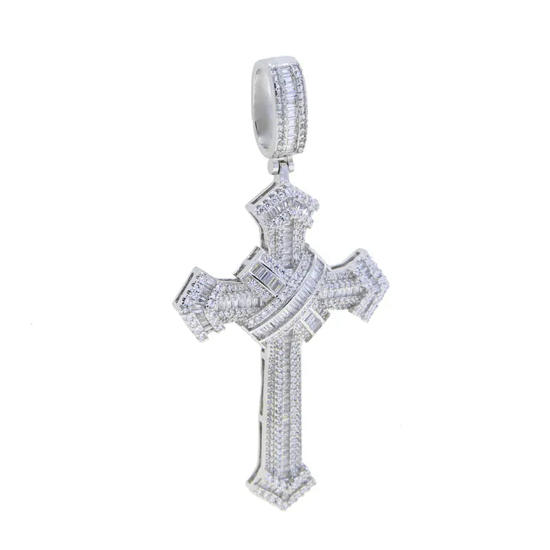 2025 New Cross Pendant for Men Women Full Iced Out Cubic Zircon Hip Hop Necklace Link Chain Fashion Rock Jewelry