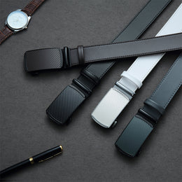 Men Belts Leather Waist Strap Male Automatic Buckle Waistband Mens High Quality Girdle Belts for Women Men Gifts 105 115  125cm