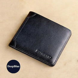 Genuine Leather Wallet for Men RFID Blocking Thin Multifunctional Credit Card Holder Short Money Bag Purse Mens Bifold Wallet