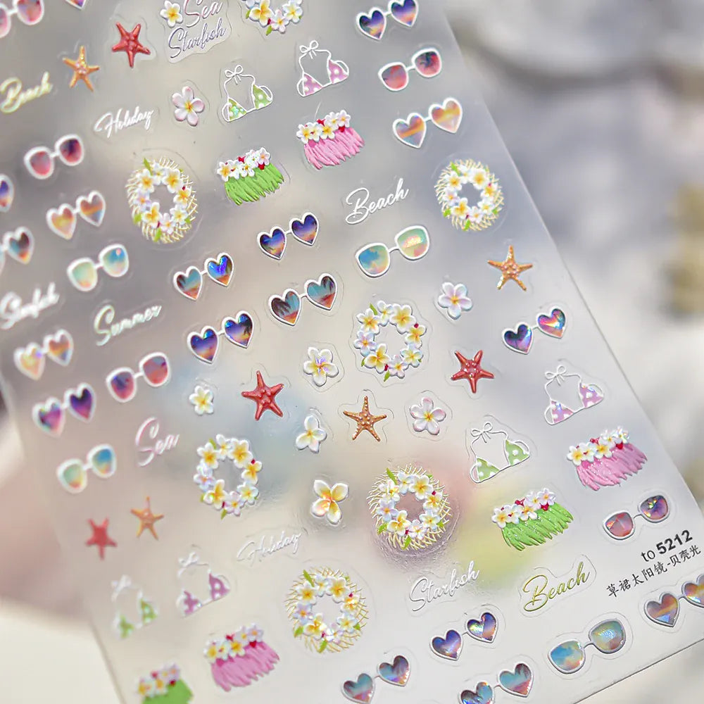Cute Halloween 5D Nail Art Sticker Ghosts Spooky Spider Webs Evil Pumpkin Faces Festive Balloons Floral Stars Fun Scary Decals
