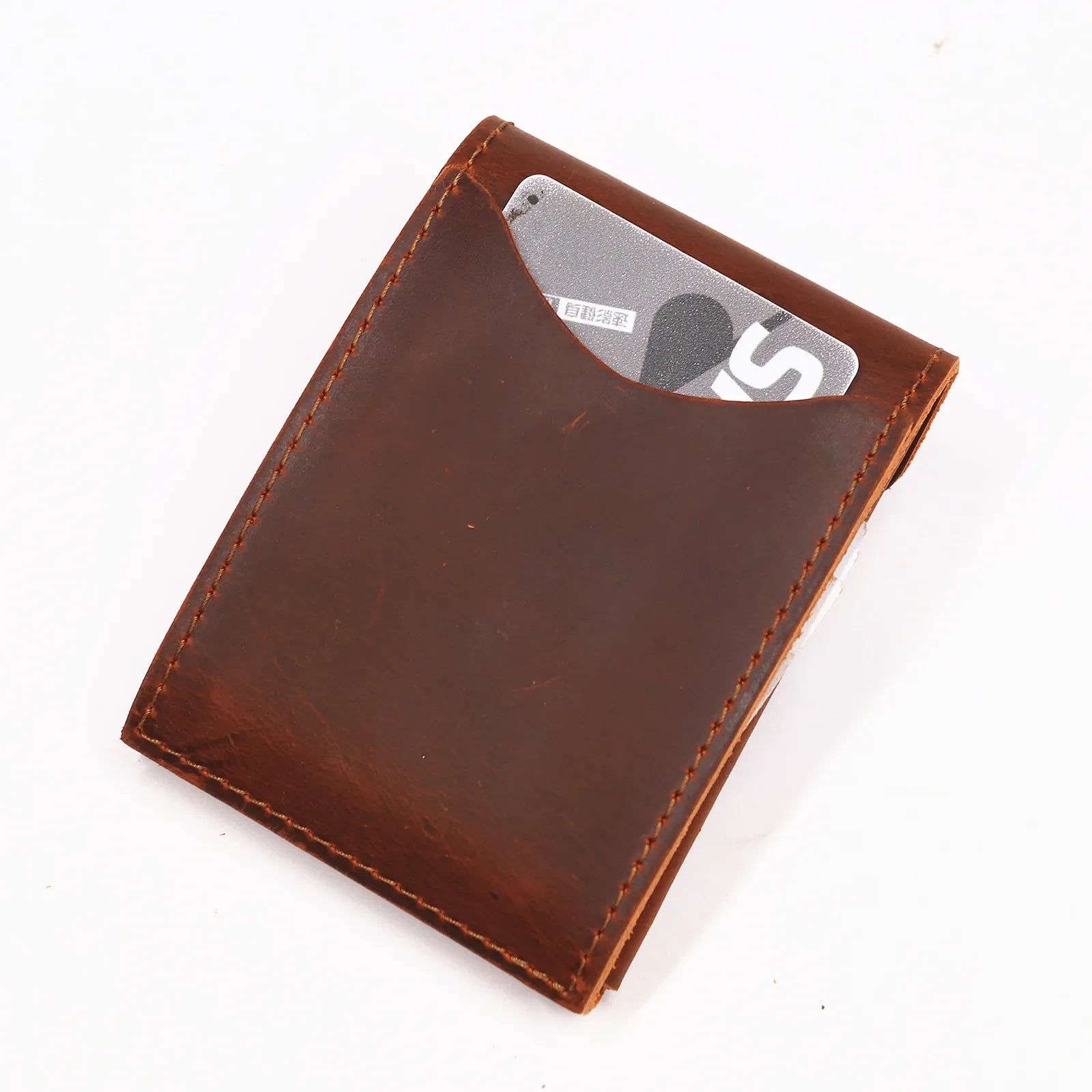 Genuine Leather Wallet For Men Male Real Cowhide Short Slim Minimalist Men's Cash Wallet Credit Card Holder With Flap Closure