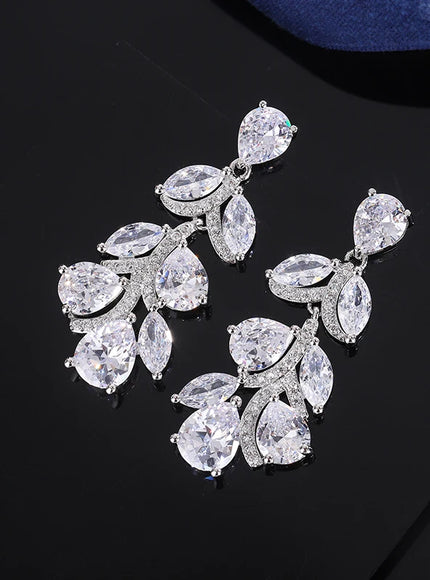 KissIcon Elegant 925 Silver Zircon Drop Earrings AAAA