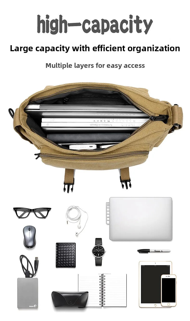 Men's Casual Crossbody Bag Large Capacity Single Shoulder Bag Commuter Mailman Bag Lightweight Leisure Backpack for Business