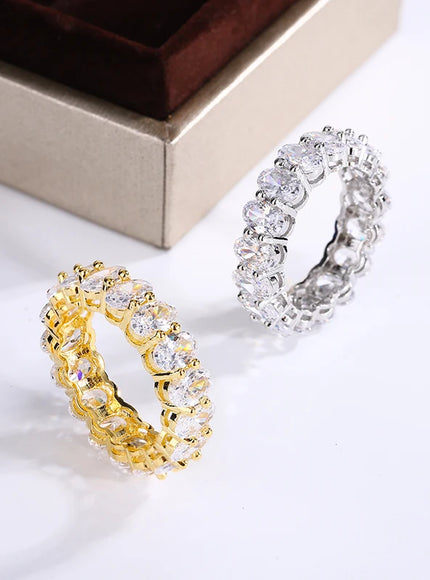 KissIcon Luxury White Crystal Ring 925 Silver Oval Zircon