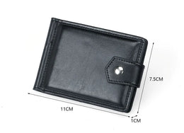 New Small Men's Leather Wallet With Coin Pocket Money Clip 5 Credit Card Slots A Metal Clamp ID Cash Holder Purse For Male