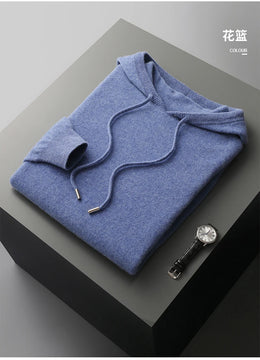 MVLYFLRT Men's One-Piece Ready-to-Wear Hoodie 100% Merino Wool Knitted Sweater Shirt Autumn Winter Casual Large Top Long Sleeved