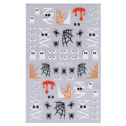 1pcs Halloween Nail Stickers Pumpkin Ghost Spider Skull Design Cute Adhesive Slider Decals DIY Manicure Decor