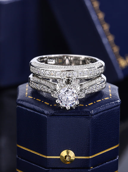 High Quality Crystal Zircon Wedding Ring Set Fashion Big Stone Finger Ring Promise Bridal Engagement S925 Silver Rings for Women