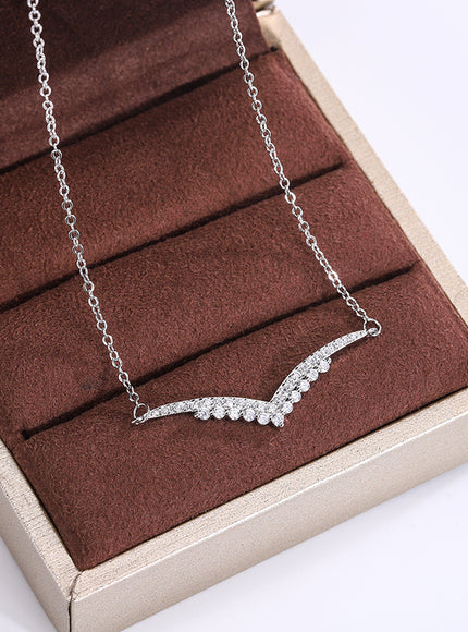 KissIcon New Style V Pendant Necklace - Sparkling Zircon