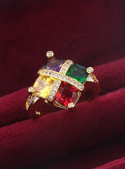 KissIcon Zircon Ring Gold Tone Silver Plated - Sparkle