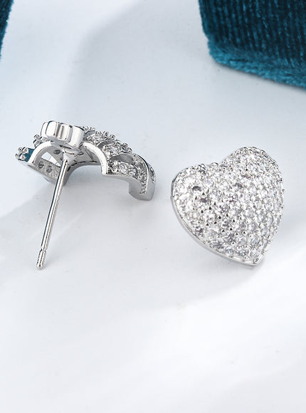 KissIcon Heart Crown Earrings 925 Silver - Hypoallergenic