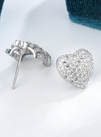KissIcon Heart Crown Earrings 925 Silver - Hypoallergenic