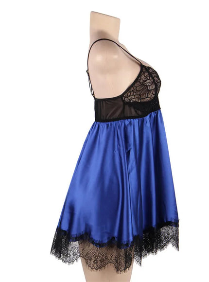 Plus Size Big Size  Colorful Woman Sexy Lingerie Babydoll Chemise with Eye Shiled Paste from M-5XL