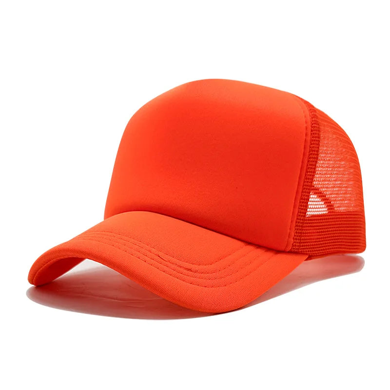 Customized Printed Logo Sponge Mesh Cap Solid Color Baseball Hat Sunshade And Sun Protection Travel Caps Truck Cap Duckbill Hats