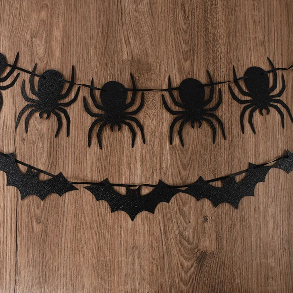 Halloween Party Banner Garlands Cartoon Ghost Bat Spider Hanging Bunting for Halloween Home Decoration Supplies Kids Favors Gift