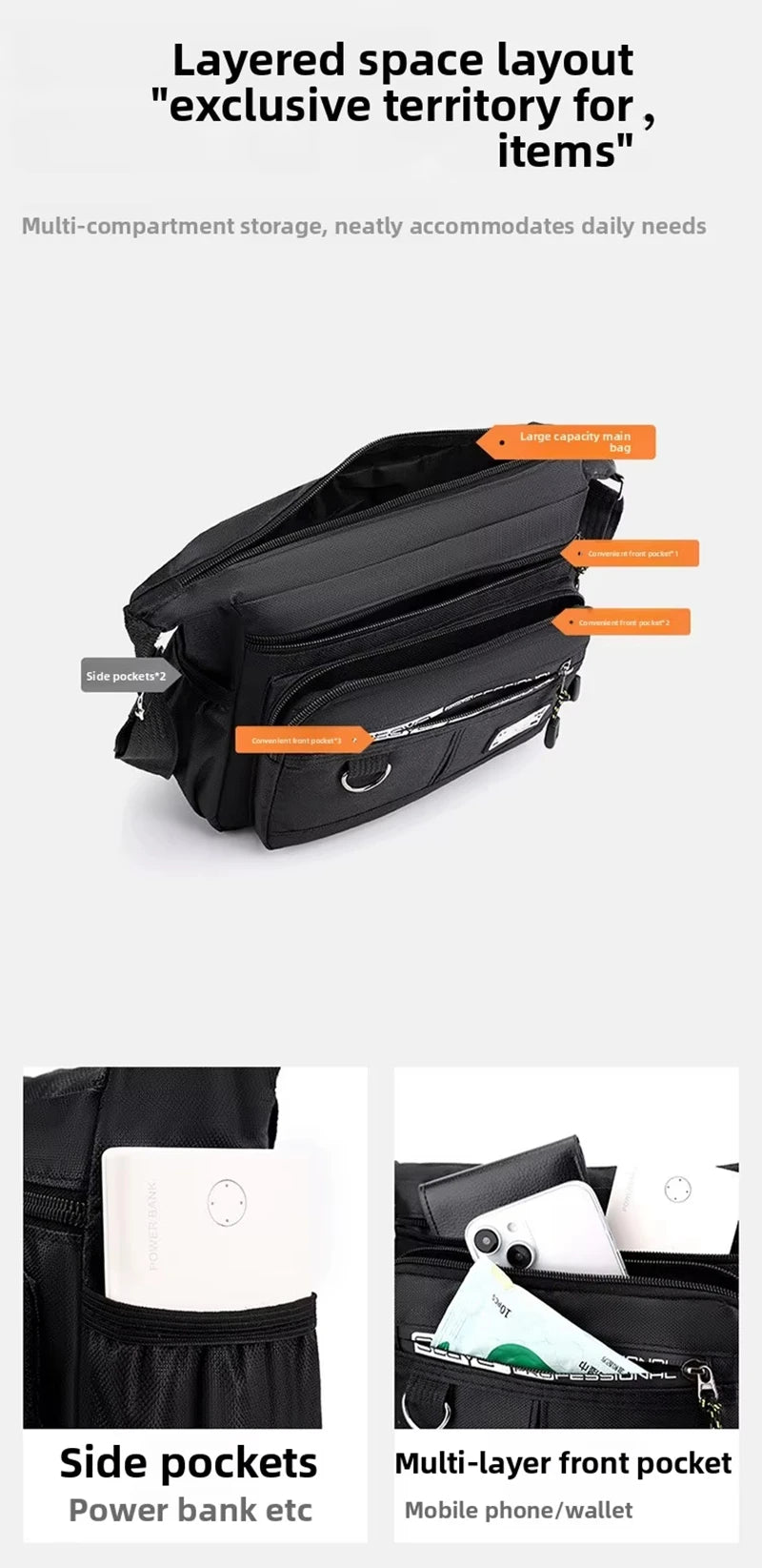 2026 Men's Messenger Bag Crossbody Shoulder Bags Men Small Sling Pack For Work Business Waterproof Oxford Packs Satchel Purse