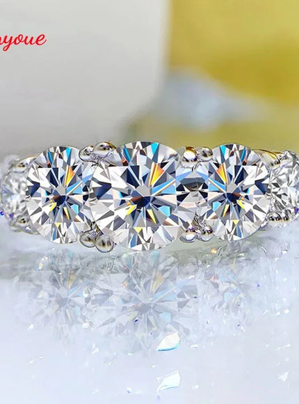 KissIcon Smyoue Moissanite Five Stone Ring - Sparkling Band