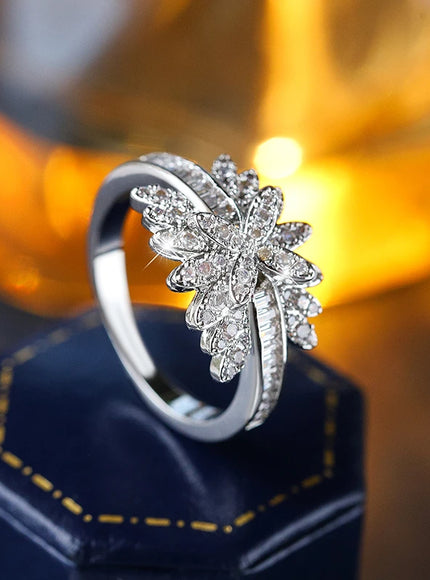 Hot Stylish Zircon Women's Ring Exquisite 925 Silver Plated Jewelry for Everyday Wear with Jewelry Anniversary Gift Bridal Ring