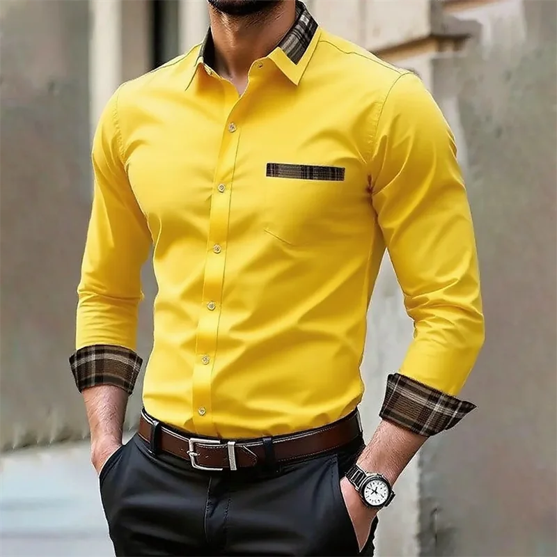 Men's iron-free long-sleeved lapel shirt, casual and comfortable long-sleeved shirt, spring and autumn inner shirt, plus size