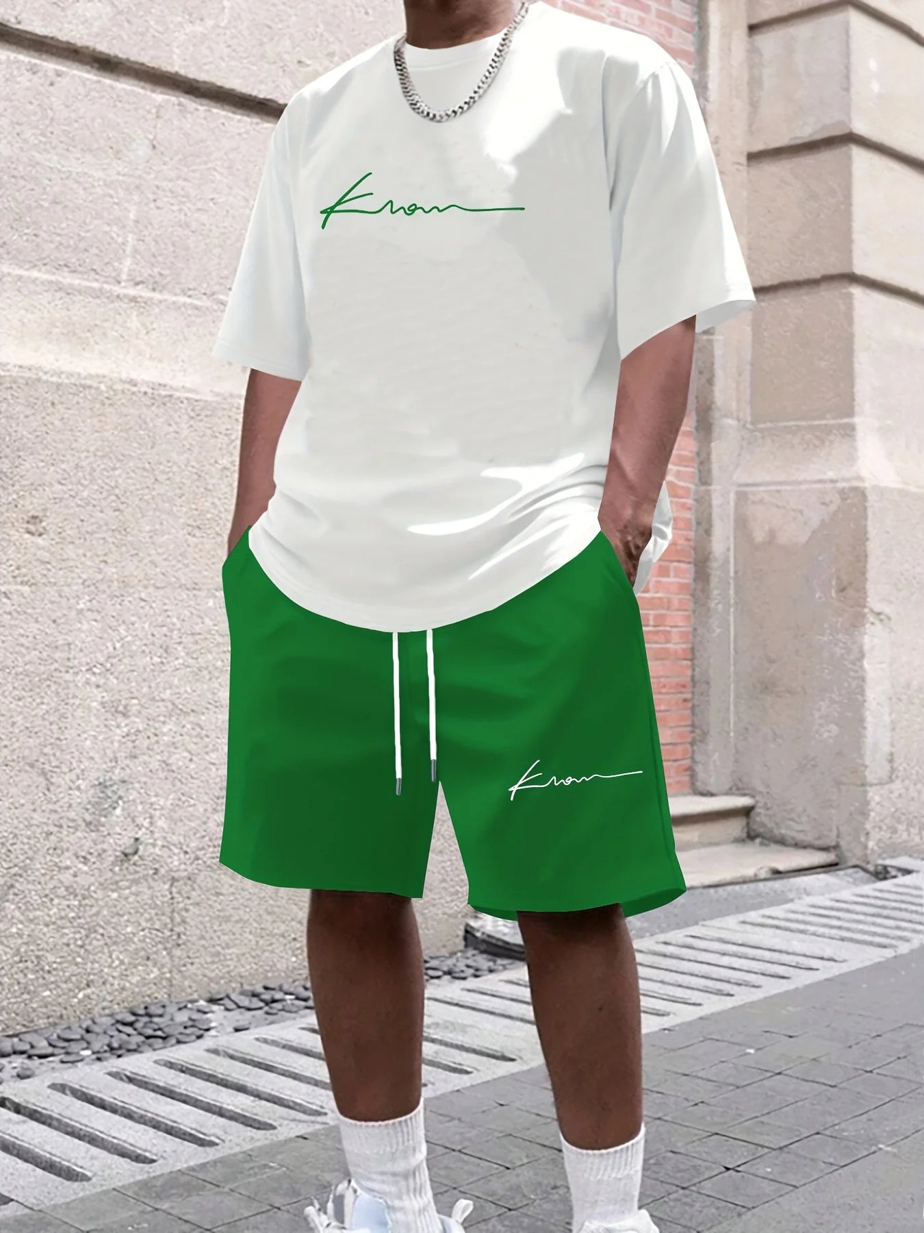 Summer Casual Men's T-Shirt and Shorts Set 2026 Sportswear Set Plus Size Short-Sleeve T-Shirt Drawstring Pocket Shorts Set