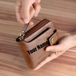 Custom Name&Text Mens Wallet Engraved Leather Wallets Personalized Mens Gifts for Husband from Wife Custom Wallet for Man Annive