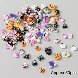 Cute Black Cat Ghost Pumpkin Bat Skull Spider Nail Art Decorations Charms Halloween Rhinestones Nail Art Decorations Accessories