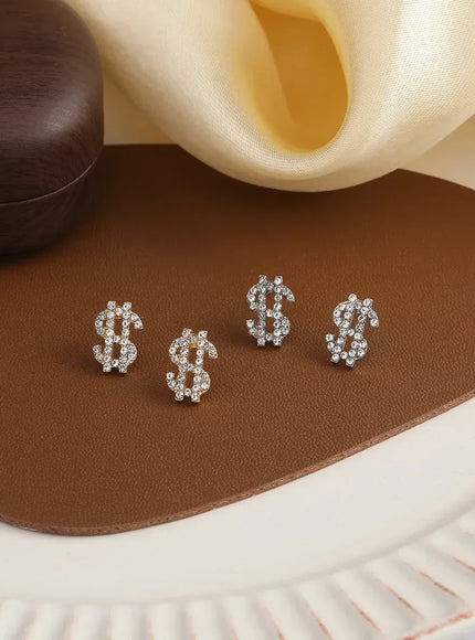 Kissicon Dollar Symbol Crystal Stud Earring – Sparkle
