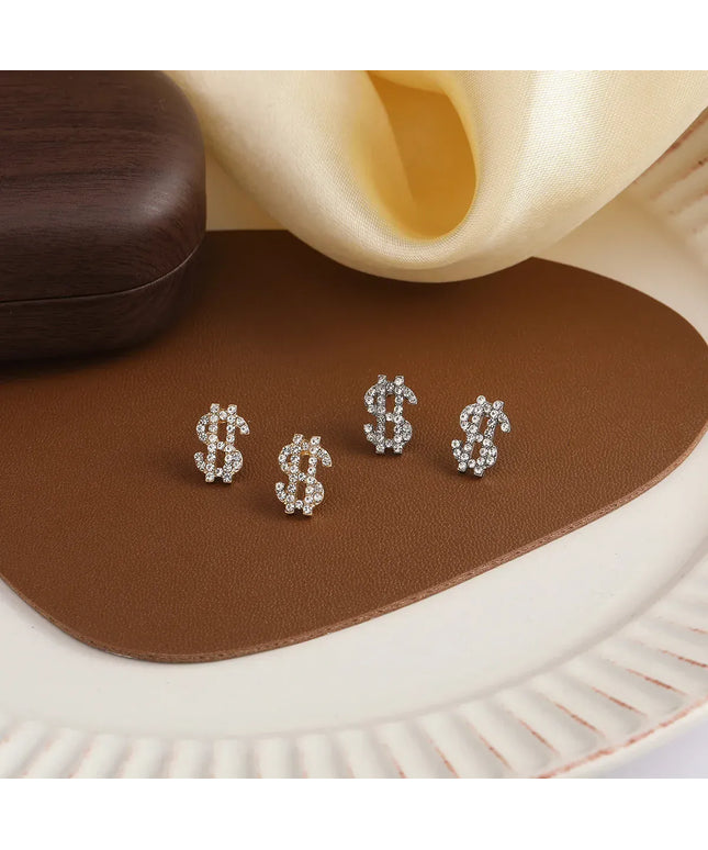 Kissicon Dollar Symbol Crystal Stud Earring – Sparkle