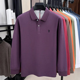 100% cotton spring and autumn new men's long sleeved casual comfortable fashion brand polo shirt exquisite pony embroidery top