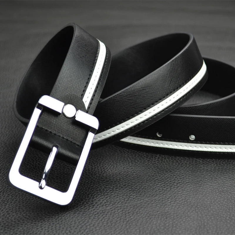 Luxury Brand Belts for Men &Women Unisex Fashion Shiny White Design pin Buckle High Quality Waist Leather Belts ceinture homme