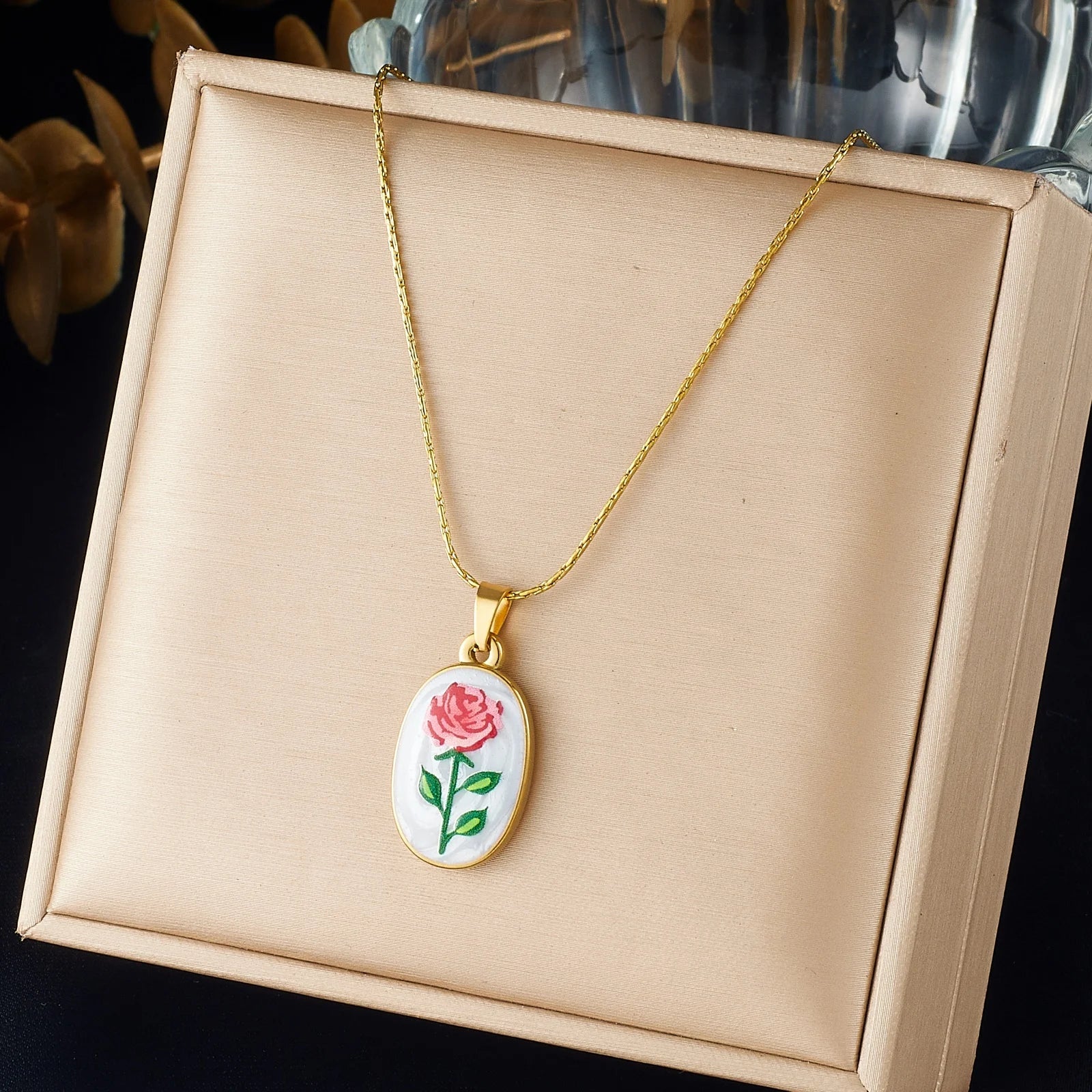 DIEYURO Multicolor Pastel Enamel Heart Cross Sun Floral Pendant Necklace Collection Lady Stainless Steel Waterproof Jewelry Gift