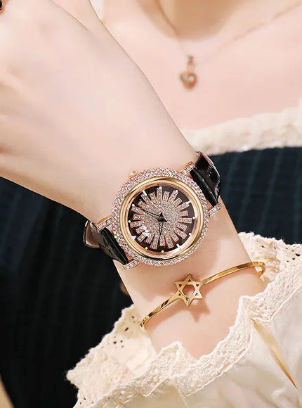 KissIcon UTHAI Women Watch Leather Diamond Waterproof -