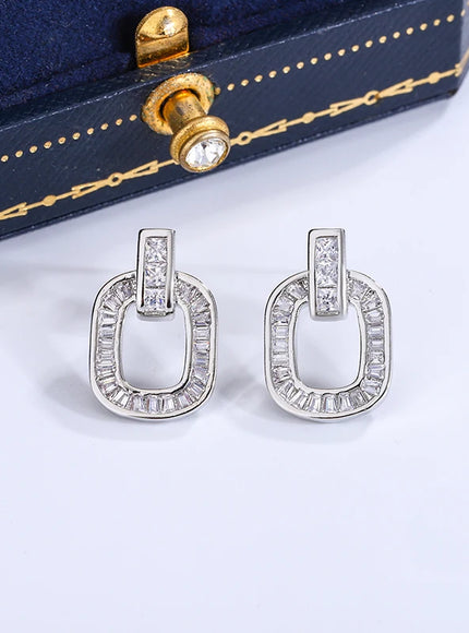 KissIcon 925 Silver Zircon Geometric Earrings - Party Ready