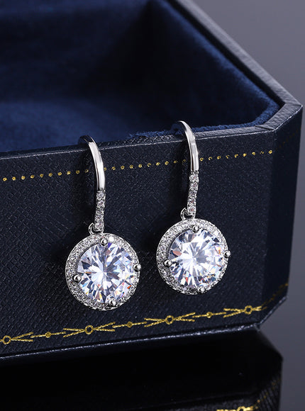 KissIcon S925 Silver Plated Crystal Earrings Wedding Ready