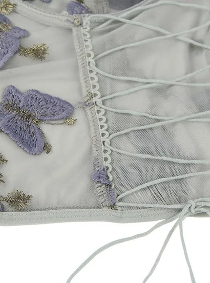 Plus Size Romantic Butterfly Women Bra and Panties Erotic Embroidery Underwear Set Erotic Sexy Lingerie Set