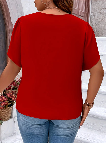 Plus Size Summer Women Elegant Zipper Chiffon Blouses Shirt Casual Office Lady Sollid Tops V Neck Female Clothing