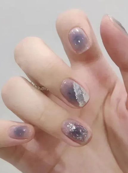 24Pcs Full Cover Wearing Reusable False Nails Glitter