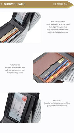 Ultra Thin Mens Wallet Leather Bifold Compact Cash Holder for Men with Coin Pocket