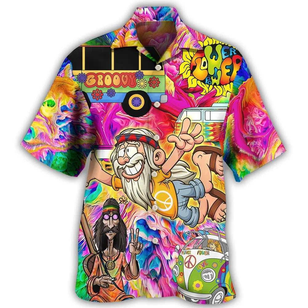 Hawaiian Men Shirt 3D Car Print Short Sleeve Blouse Summer Beach Vacation single Breasted Fashion Lapel Men's Clothing