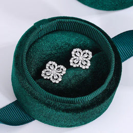 Dropshipman Option-1 KissIcon Classic Luxury Clover Stud Earrings - Oval Zircon