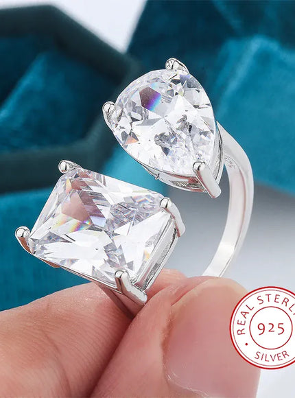 KissIcon Geometric Square Zircon Opening Ring - Lux Spark