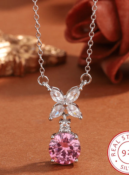 💋 925 Silver Necklace for Women - Clover Zircon Pendant