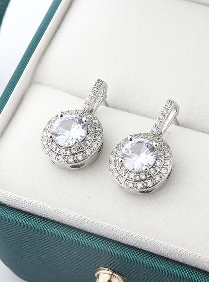 KissIcon Sterling Silver Earrings - Retro Diamond Look