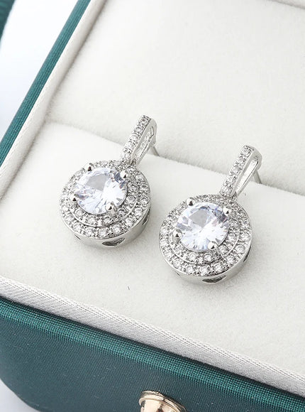 KissIcon Sterling Silver Earrings - Retro Diamond Look
