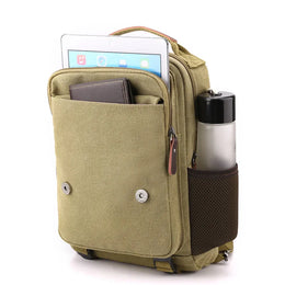 Small Mens Backpack Canvas Casual Backpacks for Men 2025 Mini Male School Bag Rucksack Man Multi-function Crossbody Bag Travel