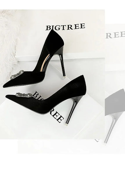 Women Super High Heels Velvet Pumps Shallow Mouth