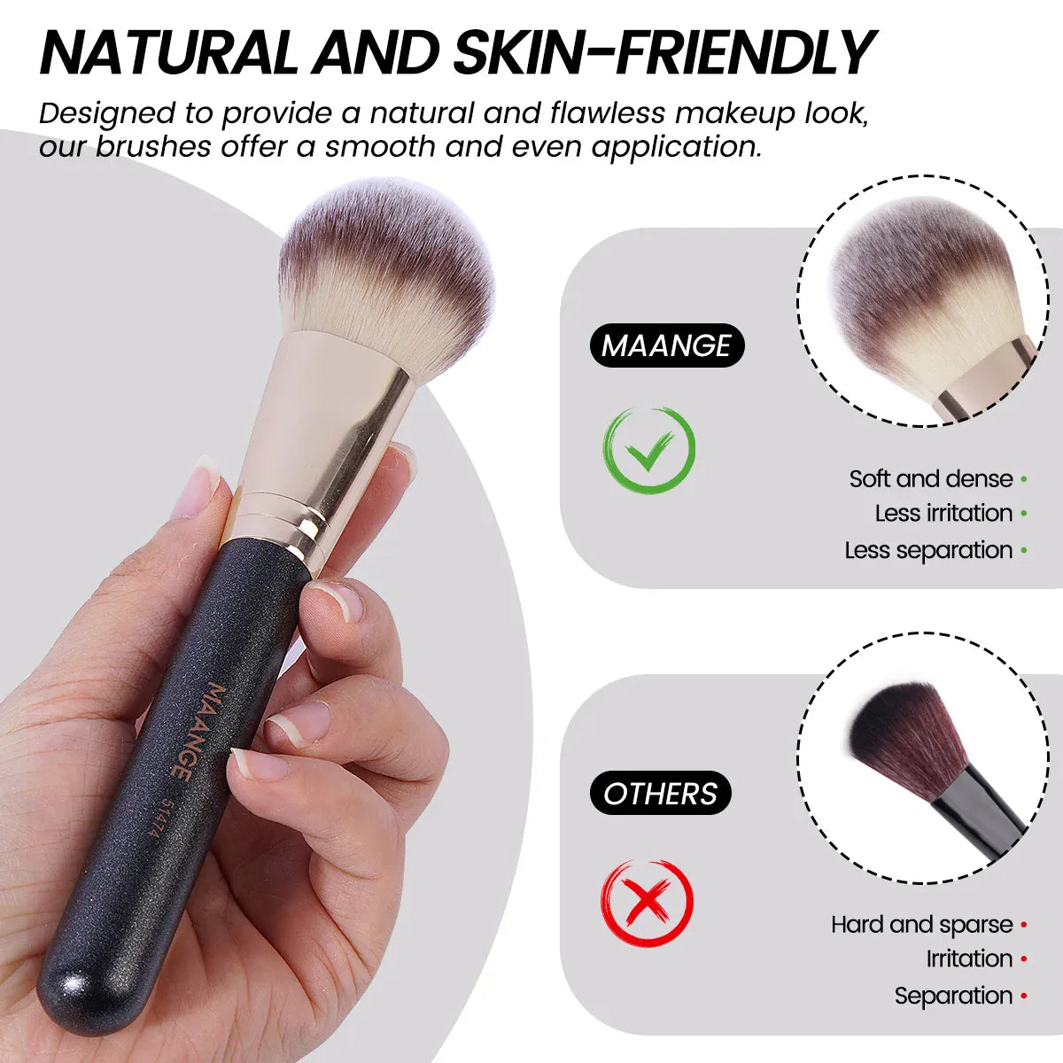 KissICON Maange Seven Piece Makeup Brush Set Bristles -